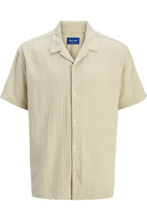 JACK & JONES Joreaster Patras Resort Shirt Ss Ln Tops Shirts Short-sleeved Shirts Cream Jack & J S