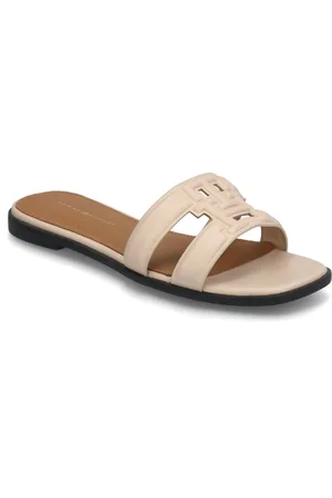Tommy Hilfiger Th Logo Strap Mule Shoes Sandals Flat Sandals Beige