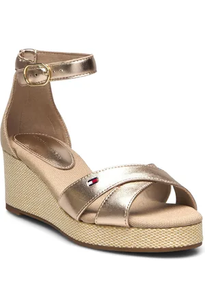 Tommy Hilfiger Flag Metallic Mid Wedge Espad Sko Med Kilehæl Gold