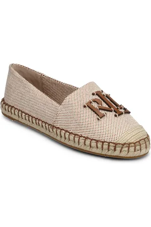 Ralph Lauren Cameryn Iii Canvas & Leather Espadrille Espadrillos Flade Sandal Beige