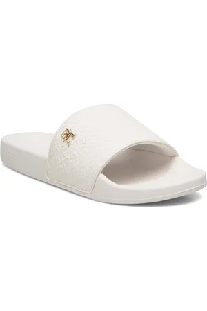 Tommy Hilfiger Th Monogram Poolside Shoes Sandals Flat Sandals Cream