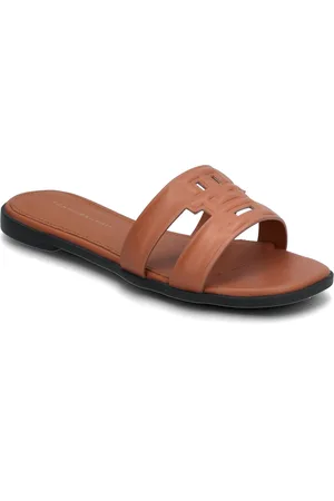 Tommy Hilfiger Th Logo Strap Mule Shoes Sandals Flat Sandals Brown