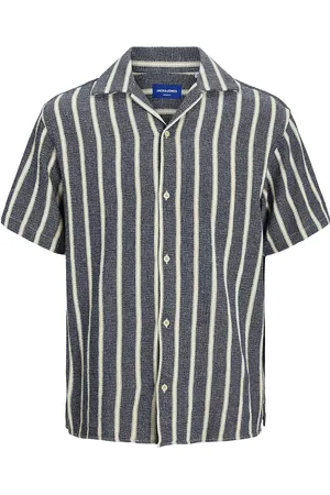 JACK & JONES Jorcoba Stripe Resort Shirt Ss Sn Tops Shirts Short-sleeved Shirts Grey Jack & J S
