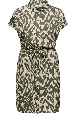 ONLY Cardiega Life Ss Shirt Dress Wvn Noos Knælang Kjole Green