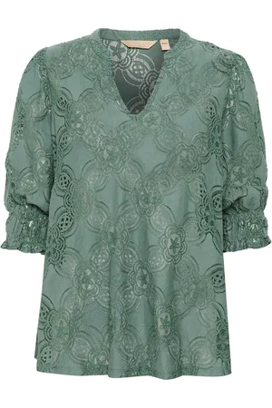 Culture Cuolu Ss Blouse Tops Blouses Short-sleeved Green