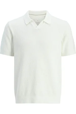 JACK & JONES Jprccwilder Knit Split Neck Tops Knitwear Short Sleeve Knitted Polos White Jack & J S