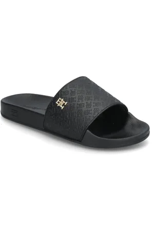 Tommy Hilfiger Th Monogram Poolside Shoes Sandals Flat Sandals Black