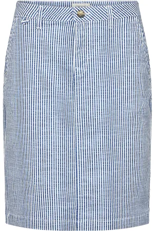 Cream Crberta Twill Skirt Skirts Knee-length & Midi Skirts Blue