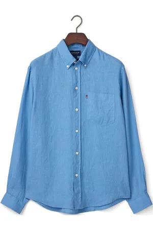 Lexington Casual Linen B.d Shirt Tops Shirts Linen Shirts Blue