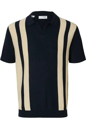 SELECTED Slhmattis Ss Linen Blend Open Polo Noos Tops Polos Short-sleeved Navy