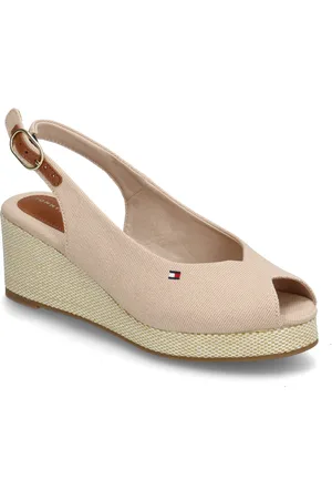 Tommy Hilfiger Flag Mid Wedge Espad Slingback Espadrillos Med Hæl Sandal Beige
