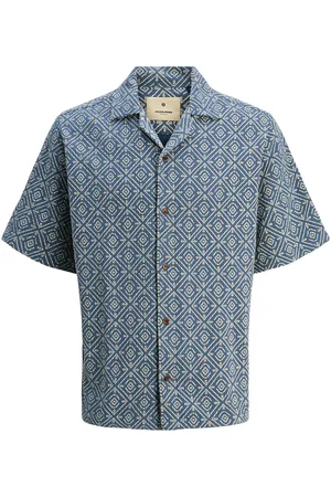 JACK & JONES Jprbluvincent Print Resort S/S Shirt Sn Tops Shirts Short-sleeved Shirts Blue Jack & J S
