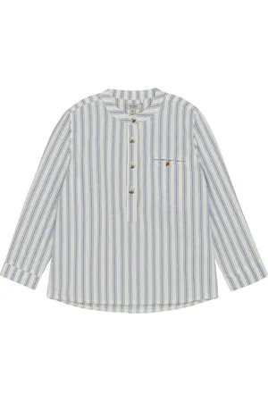 Huttelihut Shirt Ls Yd Stripe Tops Shirts Long-sleeved Shirts Blue