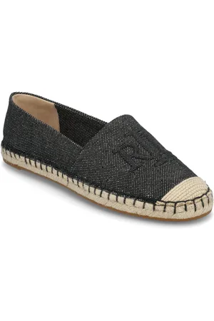 Ralph Lauren Cameryn Cross-Dyed Canvas Espadrille Espadrillos Flade Sandal Black