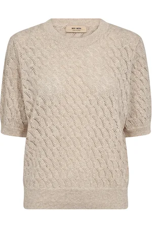 Mos Mosh Mmkarin Marisol Ss Linen Knit Tops Knitwear Jumpers Beige