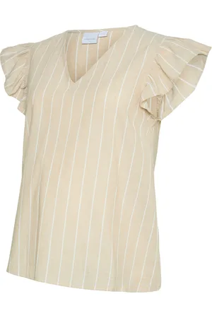 Mama;licious Mlflorens Cap Wo Top Tops T-Skjorte Yellow