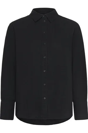 Gina Tricot Linen Blend Shirt Tops Shirts Linen Shirts Black