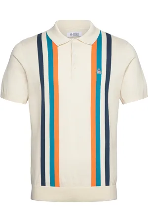 Original Penguin Cttn Vertical Stripe Tops Polos Short-sleeved Cream