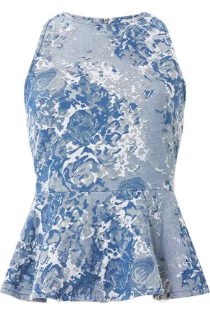 French Connection Charlotte Jacquard Peplum Top Tops T-shirts & Tops Sleeveless Blue