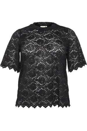 Kaffe Kcjaida Lace T-Shirt Tops T-shirts & Tops Short-sleeved Black