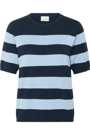 Kaffe Kalizza Striped Knit Tops Knitwear Jumpers Blue