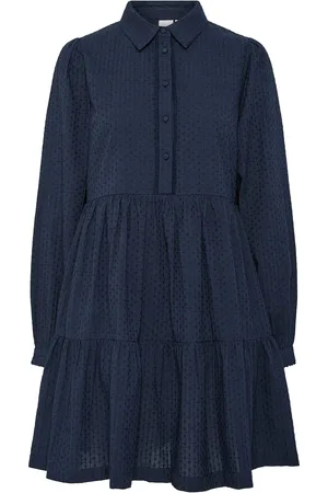 Y.A.S Tia Ls Dress S. Noos Kort Kjole Navy