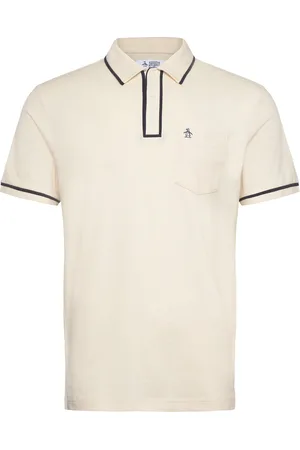 Original Penguin Earl Tncl Piq Sticke Tops Polos Short-sleeved Cream