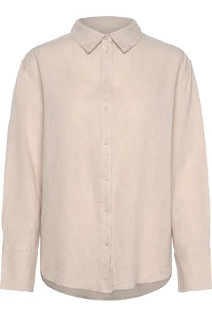 Gina Tricot Linen Blend Shirt Tops Shirts Linen Shirts Beige