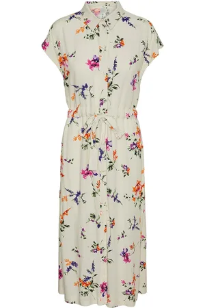 Y.A.S Asina Cs Midi Belt Dress S. Noos Knælang Kjole White