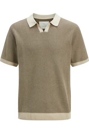 JACK & JONES Jprcceaston Knit Split Neck Ss Sn Tops Polos Short-sleeved Beige Jack & J S
