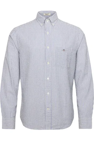 GANT Reg Seersucker Stripe Shirt Designers Shirts Striped Shirts Blue