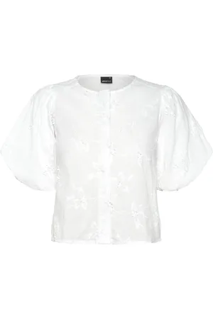 Gina Tricot Puff Sleeve Blouse Tops Blouses Short-sleeved White