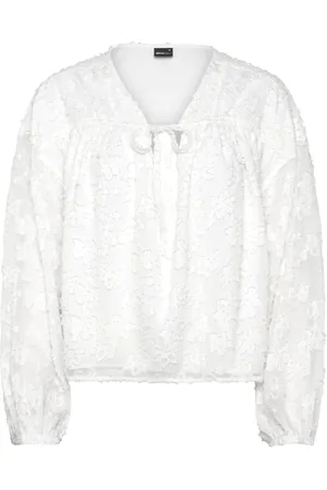 Gina Tricot Structured Blouse Tops Blouses Long-sleeved White