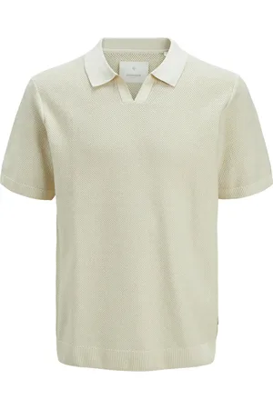 JACK & JONES Jprcceaston Knit Split Neck Ss Sn Tops Polos Short-sleeved Cream Jack & J S
