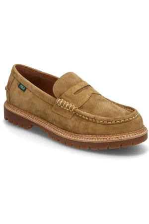 Ralph Lauren Jett Lug-Sole Suede Penny Loafer Loafers Flade Sko Brown