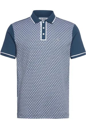 Original Penguin Diamond Jqrd Frnt In Tops Polos Short-sleeved Blue