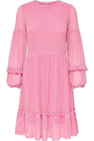 ONLY Onlnaja L/S Baloon Dress Cs Jrs Knælang Kjole Pink