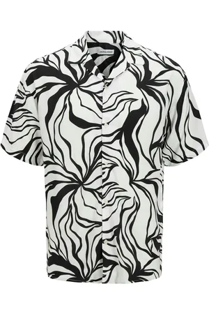 JACK & JONES Jjjeff Monochrome Resort Shirt Ss Tops Shirts Short-sleeved Shirts Black Jack & J S