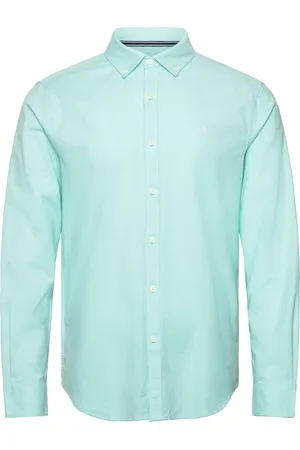 Original Penguin Ls Oxford Strtch No Tops Shirts Casual Blue