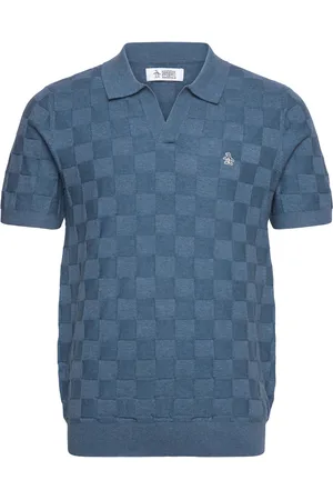Original Penguin Cttn Jqrd Swtr Polo Tops Polos Short-sleeved Blue