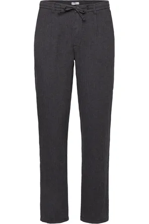 Lindbergh Linen Blend Herringb Pants Bottoms Trousers Casual Black