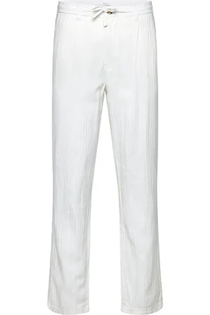 Lindbergh Linen Blend Herringb Pants Bottoms Trousers Casual White