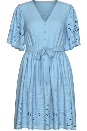 SELECTED Slfdahlia Ss Short Broderi Dress Noos Kjole Blue