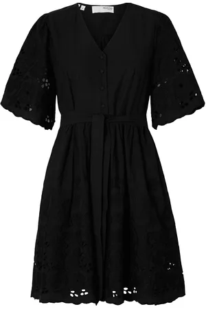 SELECTED Slfdahlia Ss Short Broderi Dress Noos Kjole Black