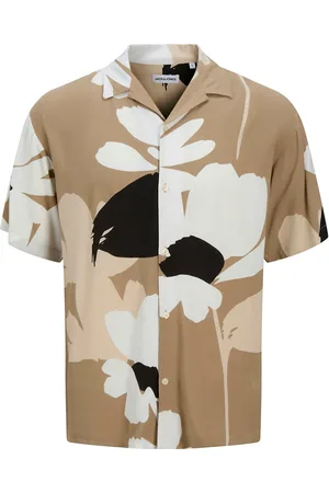 JACK & JONES Jjjeff Monochrome Resort Shirt Ss Tops Shirts Short-sleeved Shirts Beige Jack & J S