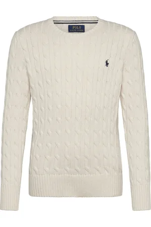 Ralph Lauren Cable-Knit Cotton Sweater Tops Knitwear Pullovers Cream