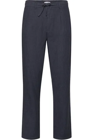 Lindbergh Linen Blend Herringb Pants Bottoms Trousers Casual Navy