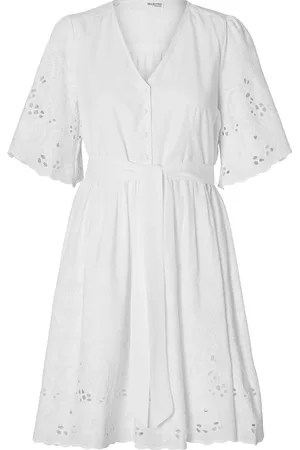 SELECTED Slfdahlia Ss Short Broderi Dress Noos Kjole White