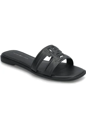 Tommy Hilfiger Th Logo Strap Mule Shoes Sandals Flat Sandals Black