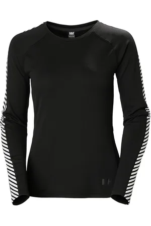 Helly Hansen W Lifa Active Stripe Crew Tops Base Layer Tops Black